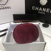 Chanel | Strass Velvet bucket Drawstring Bag Red Wine - 19 x 13 x 13 cm - 4