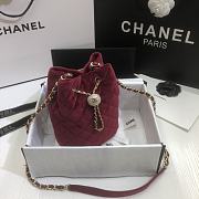 Chanel | Strass Velvet bucket Drawstring Bag Red Wine - 19 x 13 x 13 cm - 5