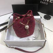 Chanel | Strass Velvet bucket Drawstring Bag Red Wine - 19 x 13 x 13 cm - 6