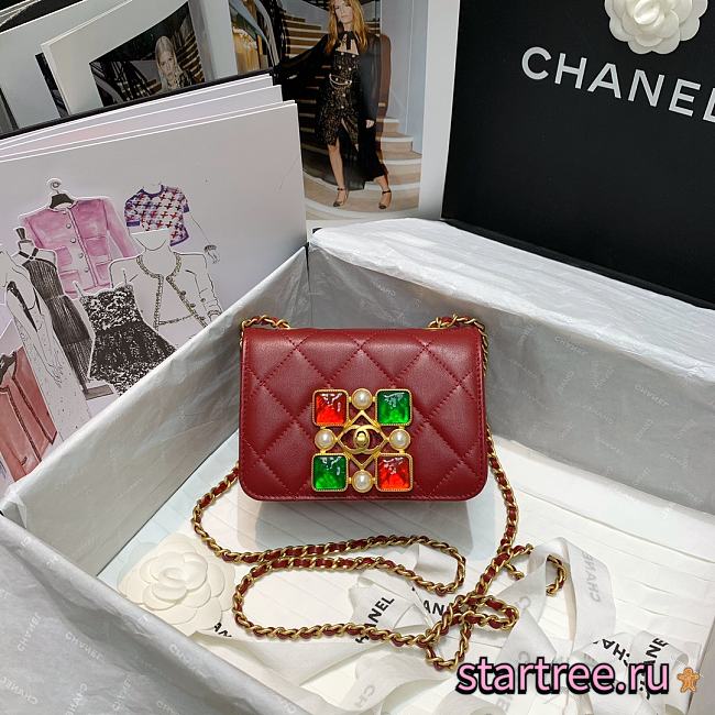 Chanel | Small Red Crystal Pearls Flap Bag - AS2251 - 14.5 x 5 x 10.5cm - 1