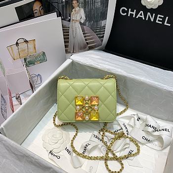 Chanel | Small Green Crystal Pearls Flap Bag - AS2251 - 14.5 x 5 x 10.5cm