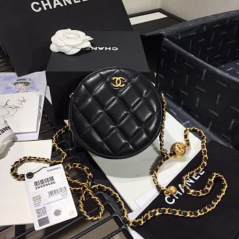 Chanel | Quilted Pearl Crush Round Bag Black - AS1449 - 12 x 12 x 4.5 cm