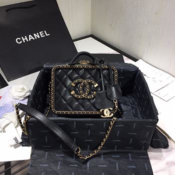Chanel | Small Black CC Filigree Chain Around Vanity Case - AS1785 - 18x14x8cm