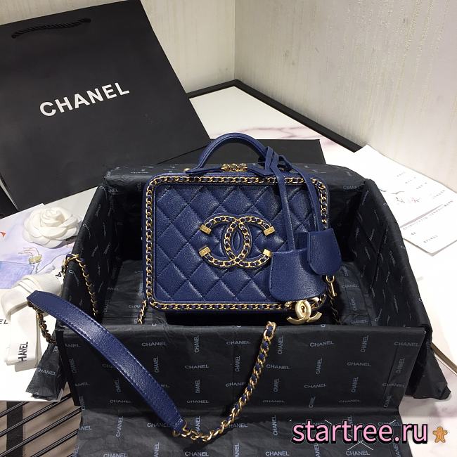 Chanel | Small Blue CC Filigree Chain Around Vanity Case - AS1785 - 18x14x8cm - 1