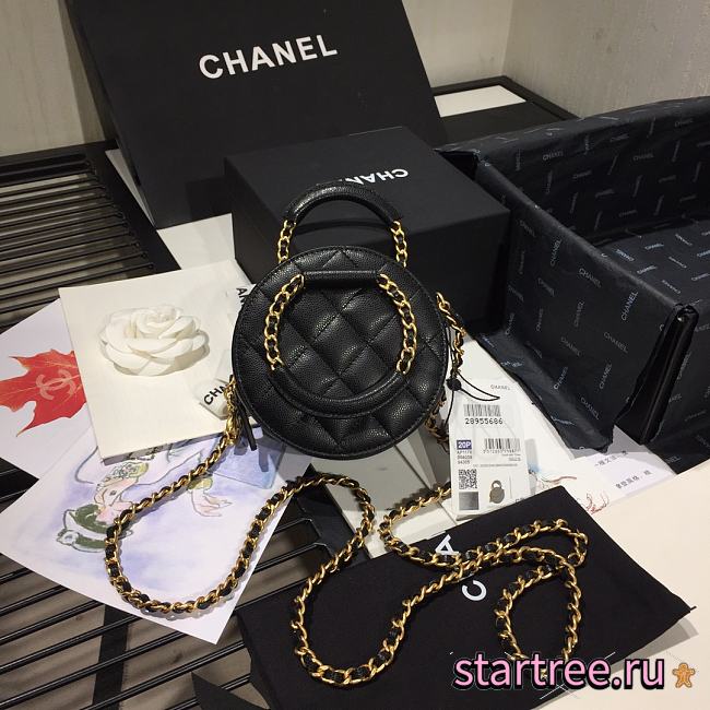 Chanel | Woven Chain Handle Round Bag Black - AP1176 - 12 x 12 x 5cm - 1