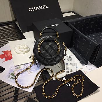 Chanel | Woven Chain Handle Round Bag Black - AP1176 - 12 x 12 x 5cm