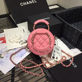Chanel | Woven Chain Handle Round Bag Pink - AP1176 - 12 x 12 x 5cm