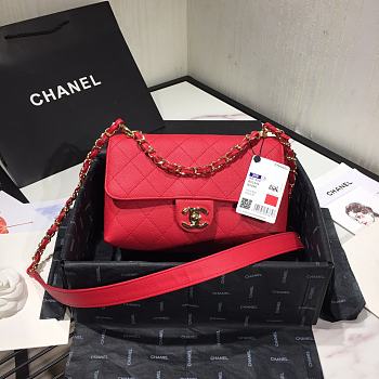 Chanel | Small Grained Calfskin Flap Bag Red - AS1459 - 16 x 23 x 9 cm
