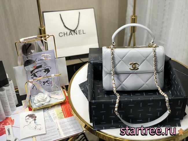 Chanel | Small Flap Bag With Top Handle Grey - A92236 - 25cm - 1