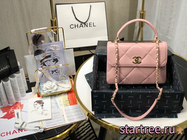 Chanel | Small Flap Bag With Top Handle Pink - A92236 - 25cm - 1