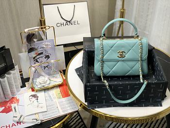 Chanel | Small Flap Bag With Top Handle Blue - A92236 - 25cm