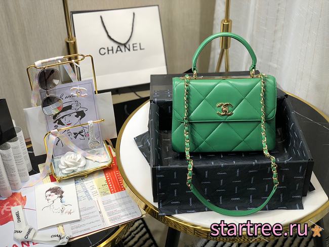 Chanel | Small Flap Bag With Top Handle Green - A92236 - 25cm - 1