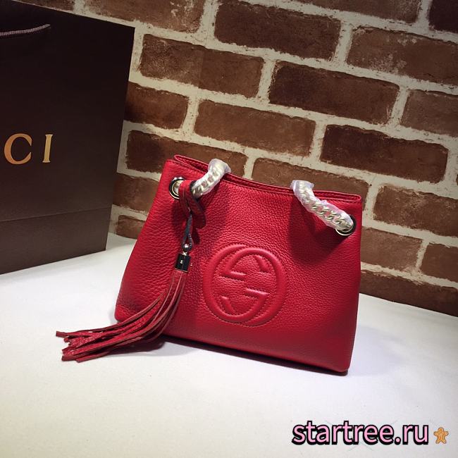 GUCCI | Red Soho Leather Shoulder Bag - 387043 - 25 x 18 x 10 cm - 1