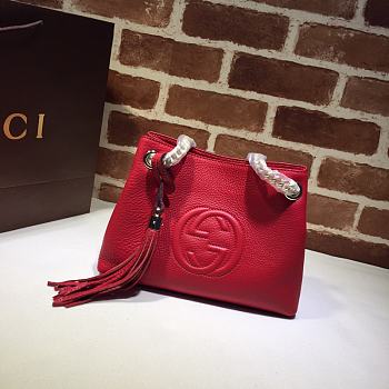 GUCCI | Red Soho Leather Shoulder Bag - 387043 - 25 x 18 x 10 cm