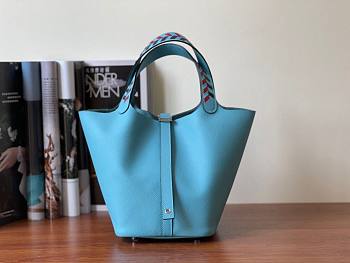 Hermès | Picotin Lock 18 Tressage Light blue - 18 cm