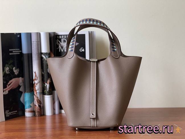 Hermès | Picotin Lock 18 Tressage Grey/Blue - 18 cm - 1