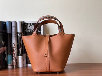 Hermès | Picotin Lock 18 Tressage Brown/Blue - 18 cm