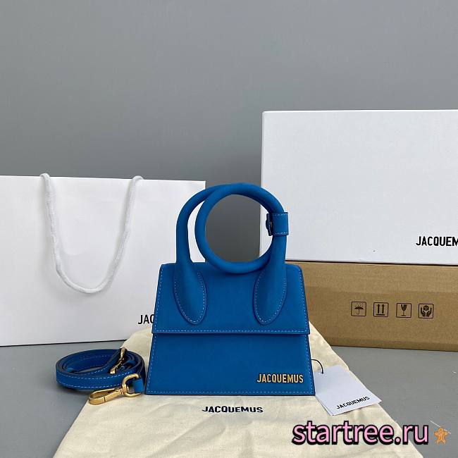 JACQUEMUS | Le Chiquito Knot nubuck blue bag - 308340 - 18 x 15.5 x 8 cm - 1