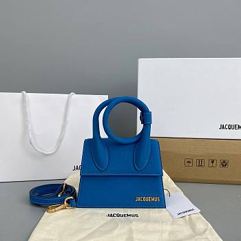 JACQUEMUS | Le Chiquito Knot nubuck blue bag - 308340 - 18 x 15.5 x 8 cm