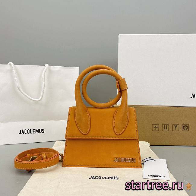 JACQUEMUS | Le Chiquito Knot nubuck Orange bag - 308700 - 18 x 15.5 x 8 cm - 1