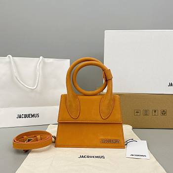 JACQUEMUS | Le Chiquito Knot nubuck Orange bag - 308700 - 18 x 15.5 x 8 cm