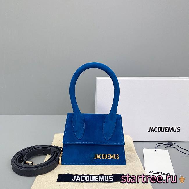 Jacquemus͚ | Le Chiquito Mini Blue Suede Bag - 12 x 8 x 5 cm - 1