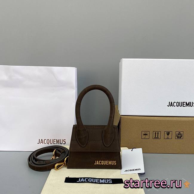 Jacquemus | Le Chiquito mini Crocodile dark brown Bag - 12 x 8 x 5cm - 1