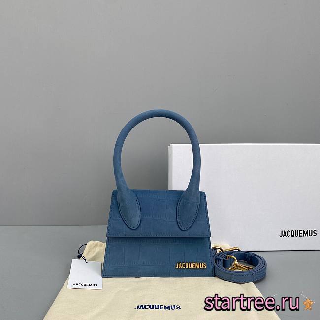 Jacquemus | Le Chiquito Small Crocodile Blue Bag - 18 x 15.5 x 8 cm - 1