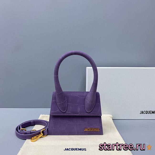Jacquemus | Le Chiquito Small Crocodile Purple Bag - 18 x 15.5 x 8 cm - 1