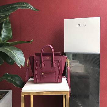 CELINE | Nano Luggage Red Wine Bag - 189243 - 20 x 20 x 10 cm