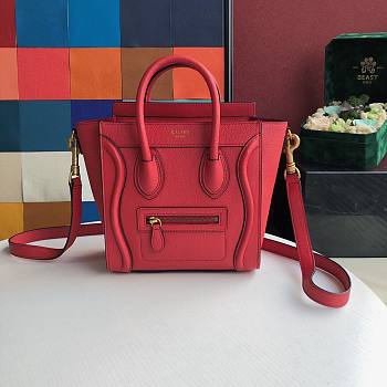CELINE | Nano Luggage Red Bag - 189243 - 20 x 20 x 10 cm