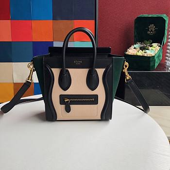 CELINE | Luggage Nano Black/Green & Suede Shoulder - 168243 - 20x20x10cm