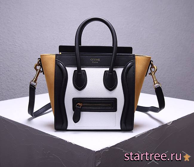 CELINE | Luggage Nano Black/Tan & Suede Shoulder - 168243 - 20x20x10cm - 1