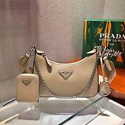 Prada | Re-Edition 2005 Saffiano Beige Silver - 1BH204 -23x17x6.5cm - 1