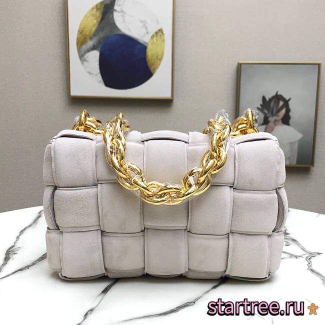 Bottega Veneta | Chain Cassette White Suede bag - 631421 - 26x18x8cm - 1