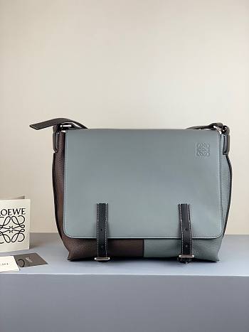 LOEWE | Military Messenger Bag Gray/Dark Brown - B553A1 - 30 x 25 x 15cm