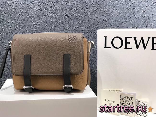 LOEWE | Military XS Messenger Bag DARK TAUPE/DESERT  - 24.5×18×10.5cm - 1