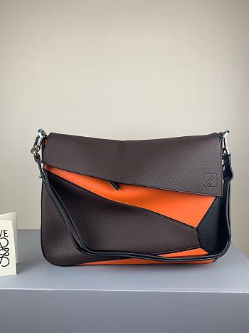 LOEWE | Puzzle Messenger Bag Dark Brown/Orange- 37 x 25 x 9cm