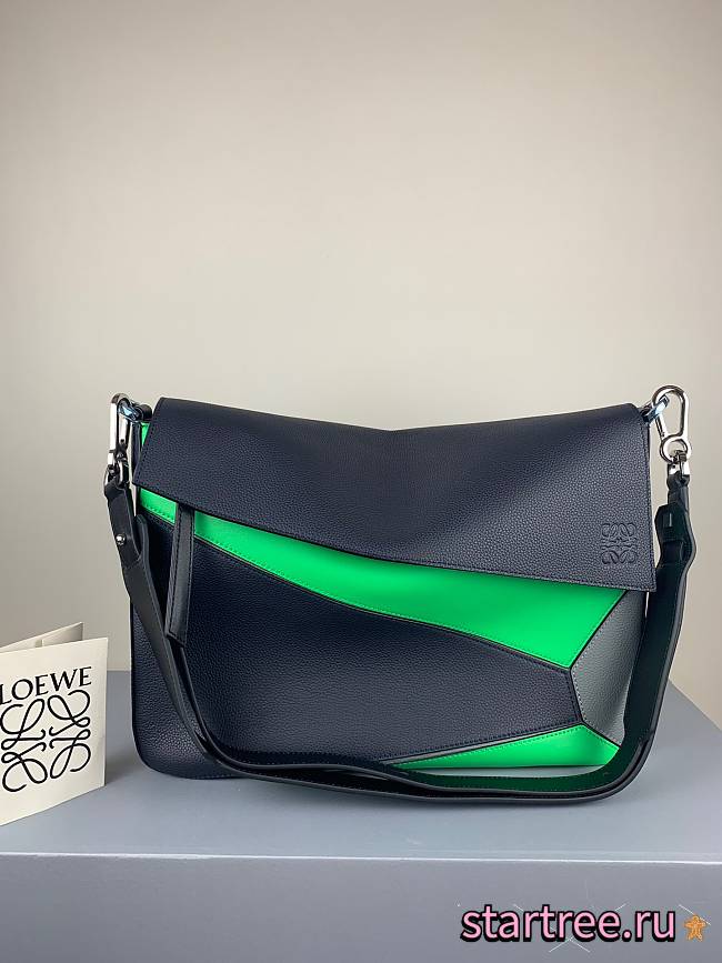 LOEWE | Puzzle Messenger Bag Dark Black/Green- 37 x 25 x 9cm - 1