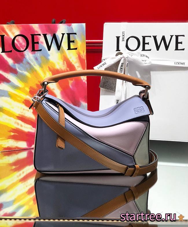 LOEWE | Small pink and blue Puzzle bag - 24 x 14 x 11 cm - 1