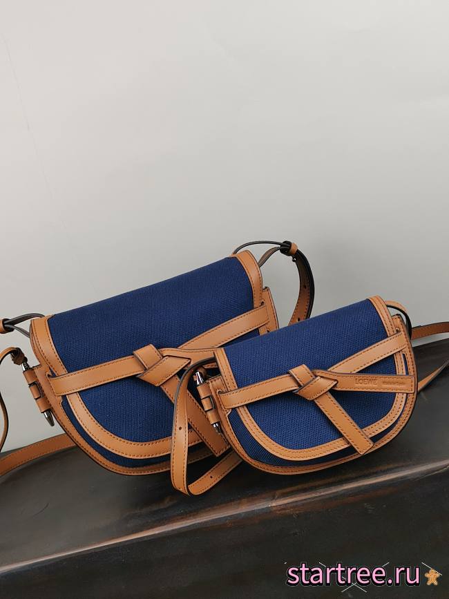 LOEWE | Small Navy Blue/Tan Gate Bag - A650T2 - 20 x 19 x 11 cm - 1