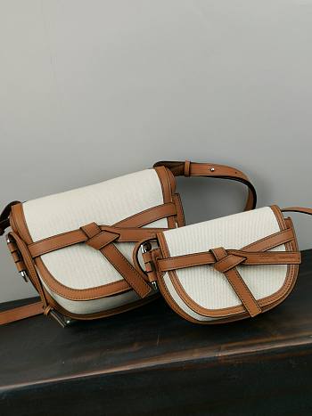 LOEWE | Small Ecru/Tan Gate Bag - A650T2 - 20 x 19 x 11 cm