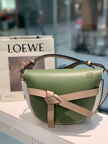 Loewe | Small Green/White Gate bag in soft calfskin - A650T2 - 20 x 19 x 11.5cm