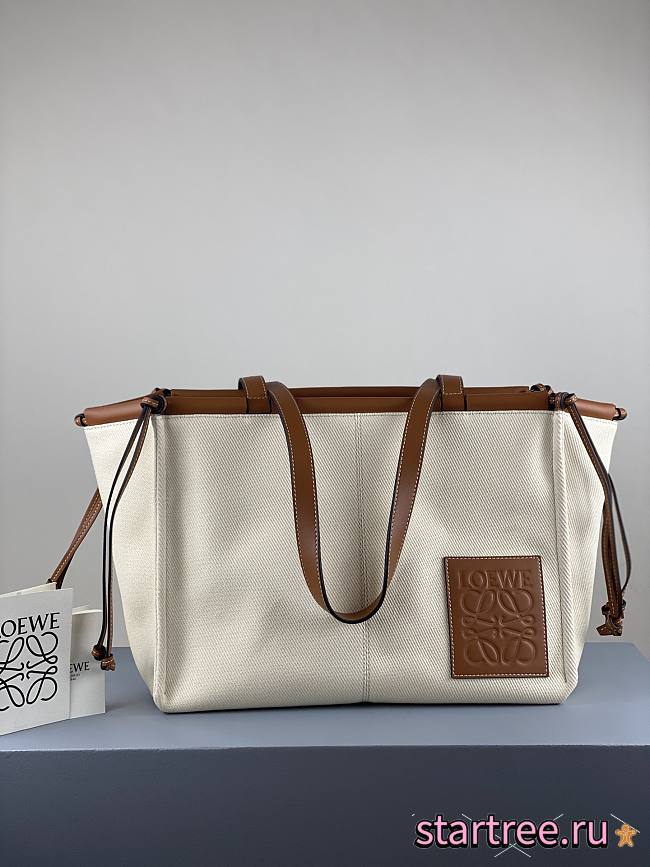 LOEWE | Cushion tote bag in canvas and calfskin - 330.02A - 35 x 27 x 19cm - 1