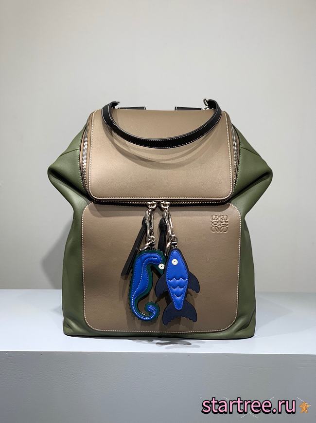 LOEWE | Goya Backpack Green/Beige - 34 x 15 x 41 cm - 1