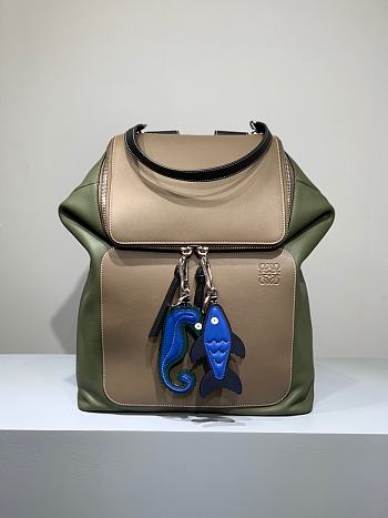 LOEWE | Goya Backpack Green/Beige - 34 x 15 x 41 cm