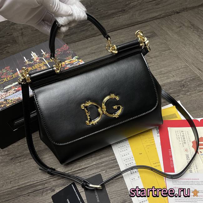D&G | Sicily Black Bag with logo - 25 x 20 x 12cm - 1
