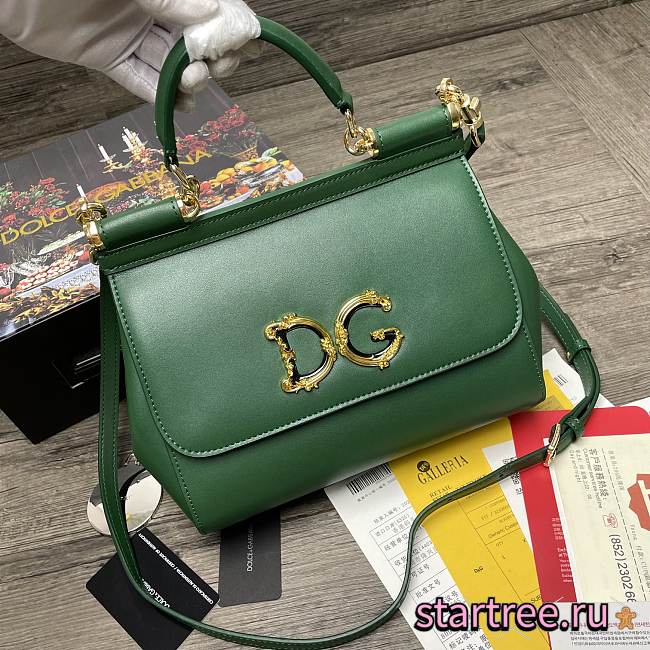 D&G | Sicily Green Bag with logo - 25 x 20 x 12cm - 1