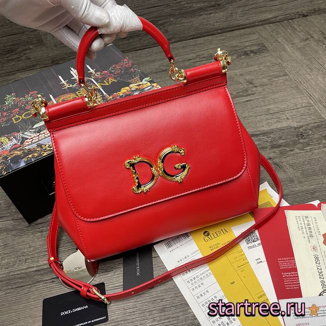 D&G | Sicily Red Bag with logo - 25 x 20 x 12cm - 1