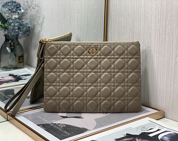 Dior | Large Dark Taupe Brown Caro Daily Pouch - S5086U - 30 x 21.5 cm